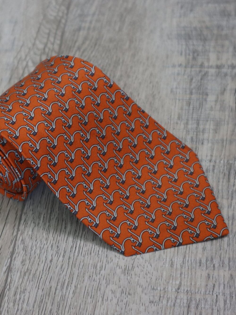 Hermès Paris Orange Silk Abstract Pattern - Flawed